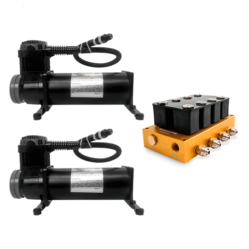 2x Compresor de Aire HKI Premium 444C + Bloque de 8 Electroválvulas